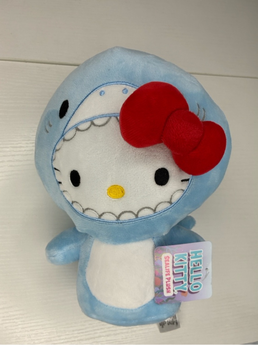 Hello Kitty Blue Shark Outfit Plush with Red Bow